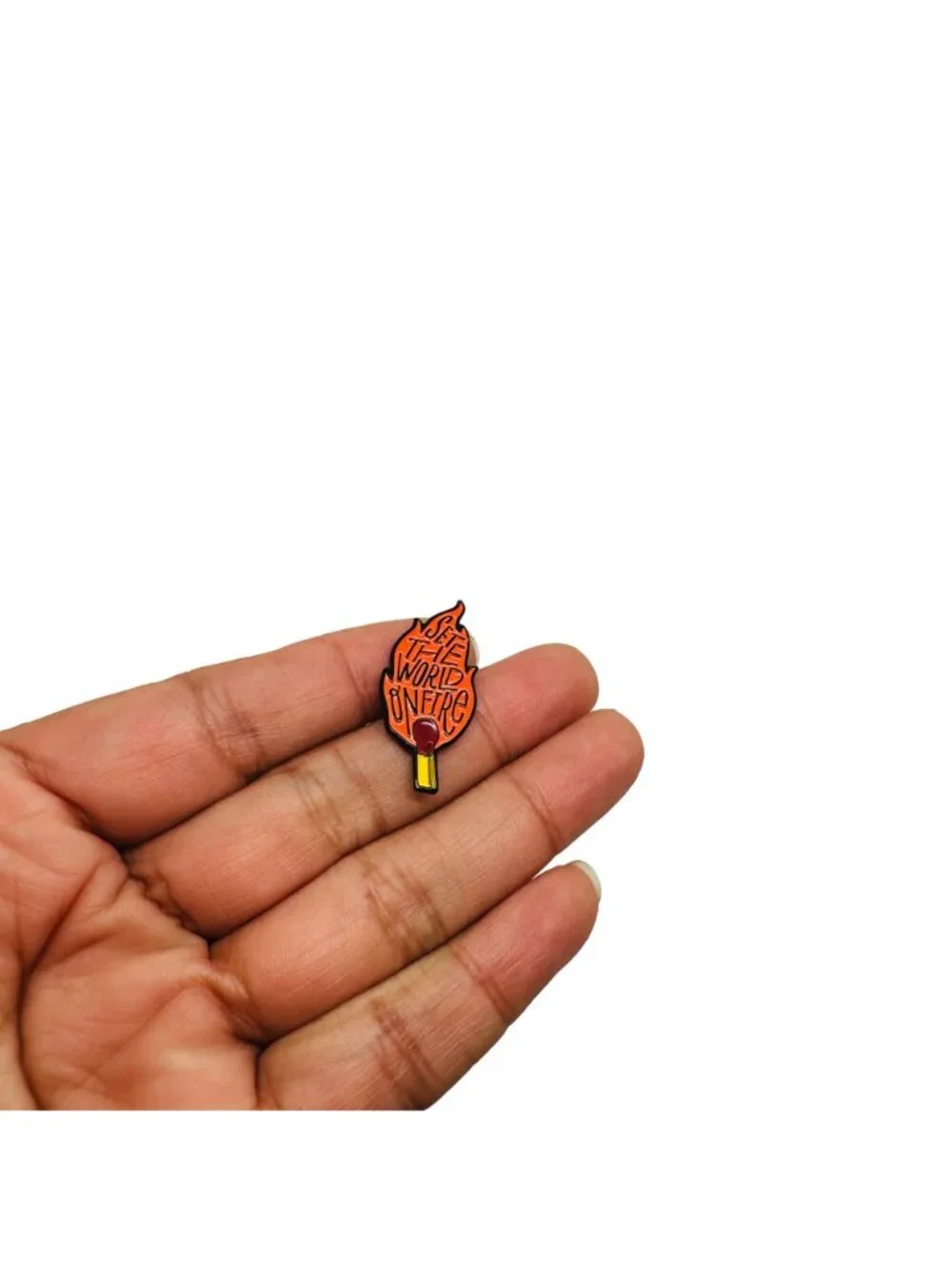 ⭐Cartoon Set the world on fire Enamel Pin Matches Flame Blaze Brooch Bag Clothes